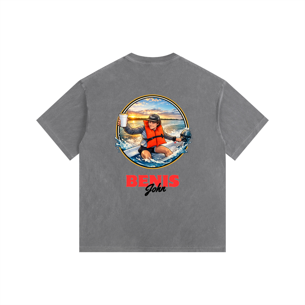 Benis Fliver Vintage Washed Oversized Cotton T-Shirt